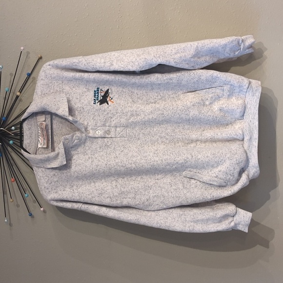 San Jose Sharks Vintage Fleece Button Polo Sweatshirt Pockets college NHL Hockey - Picture 4 of 9